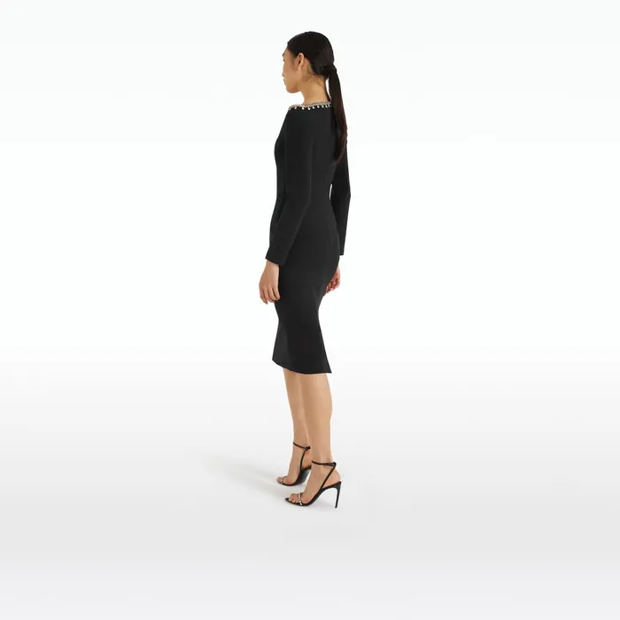 Safiyaa Smyth Black Midi Dress Women Dresses