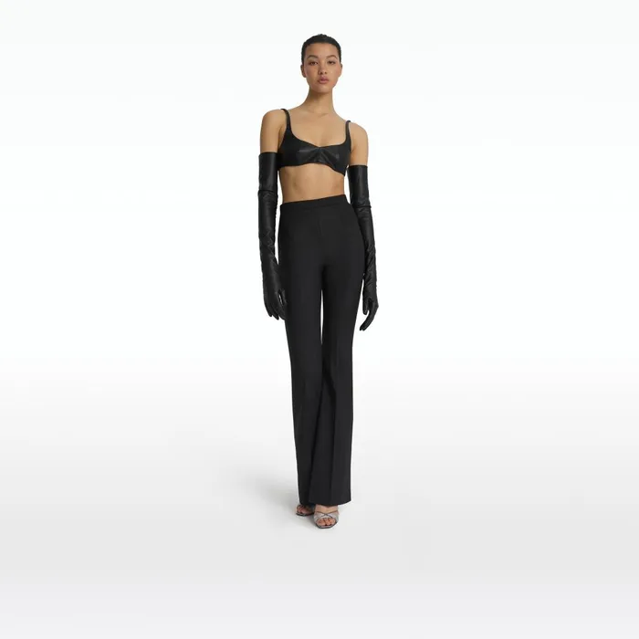 Safiyaa Sophe Black Vegan Leather Top Women Tops