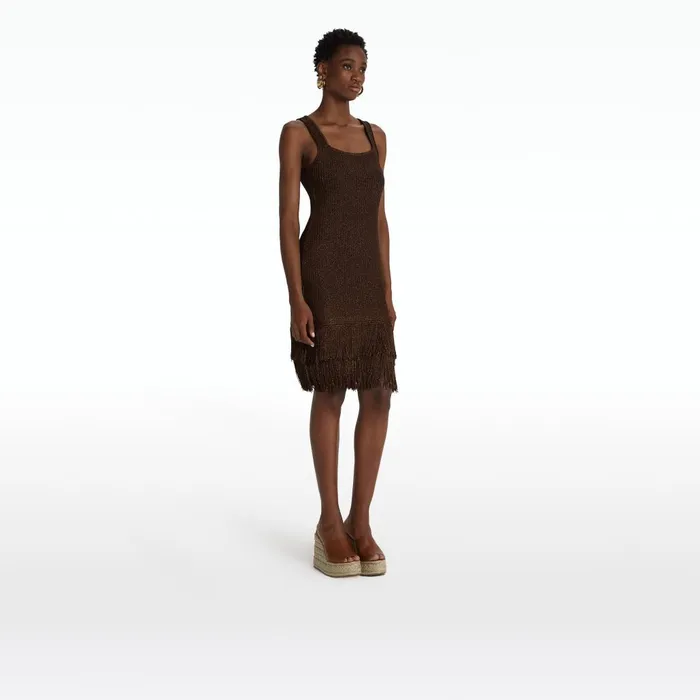 Safiyaa Taylor Deep Brown Knit Dress Women Knitwear