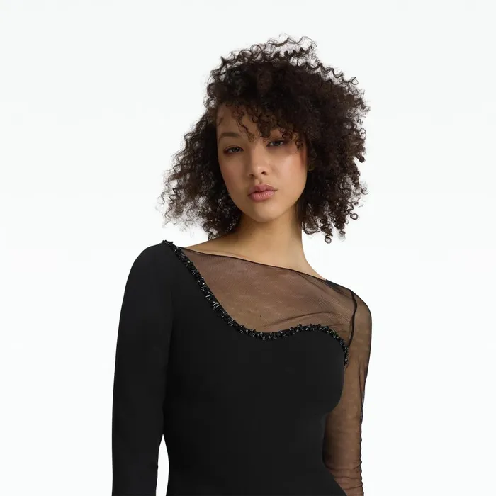 Safiyaa Tetlea Black Short Dress Women Dresses