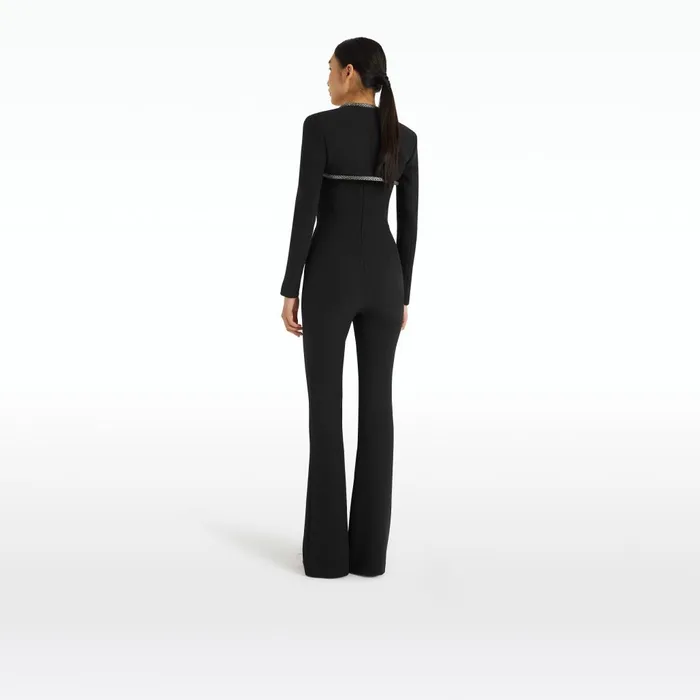 Safiyaa Trix Embroidered Black Harness With Immie Jumpsuit Women Jumpsuits