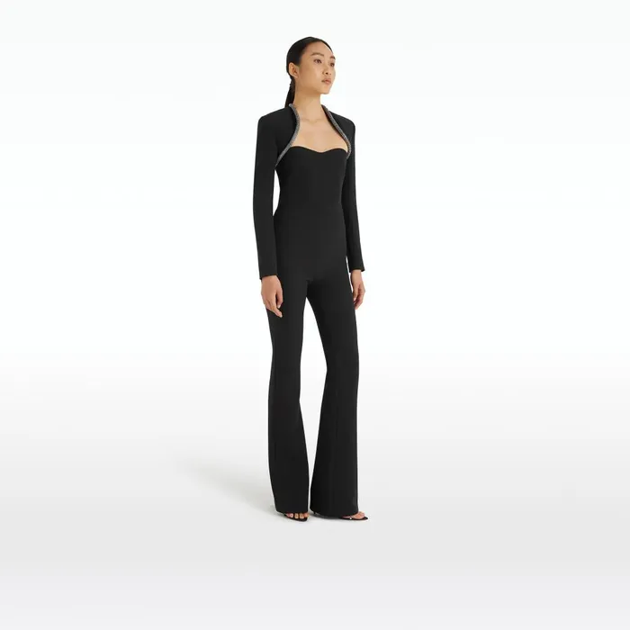 Safiyaa Trix Embroidered Black Harness With Immie Jumpsuit Women Jumpsuits