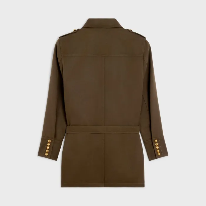 Saharienne Jacket In Diagonal Wool Military Brown Women CELINE JACKETS