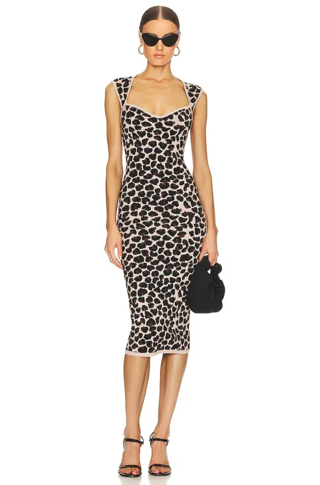 Seanna Leopard Midi Dress Brown Multi Women Lovers and Friends Dresses