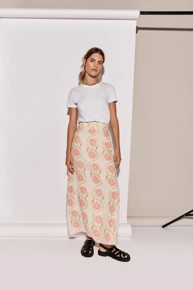 Sets Women VRG GRL Ari Linen Maxi Skirt Bloom