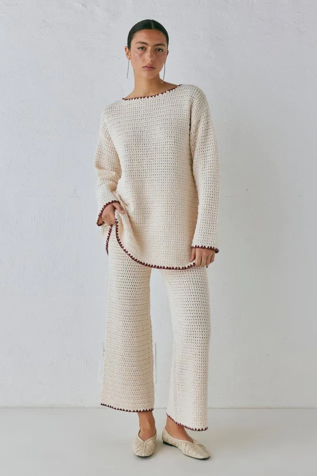 Sets Women VRG GRL Stella Knit Pants Cream Sets Women VRG GRL Stella Knit Pants Cream