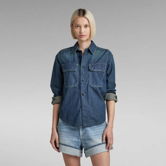 Shirts and Blouses Women GStar RAW Flap Pocket Shirt Evergreen Antique Faded Scuba Blue Shirts and Blouses Women GStar RAW Flap Pocket Shirt Evergreen Antique Faded Scuba Blue