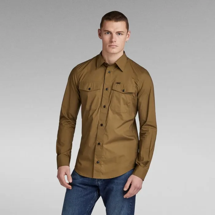 Shirts Men GStar RAW Marine Slim Shirt Dark Olive