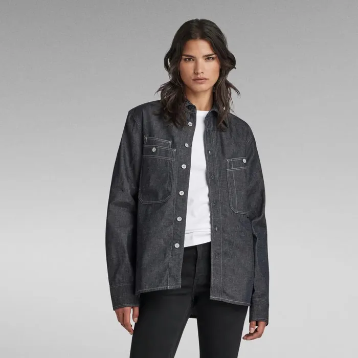 Shirts Men GStar RAW Nimes Regular Shirt EV Stay Raw Denim