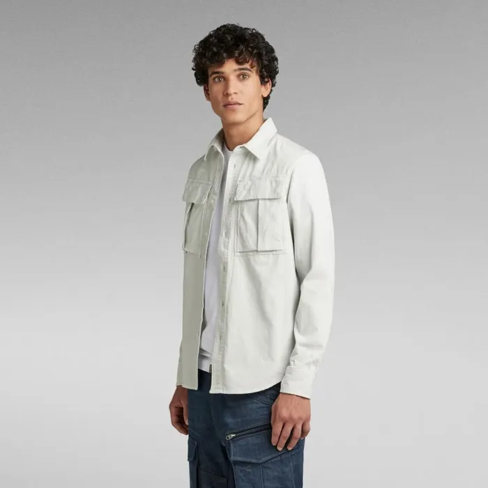 Shirts Men GStar RAW Unisex Submarine Regular Shirt Cool Grey Garment Dyed