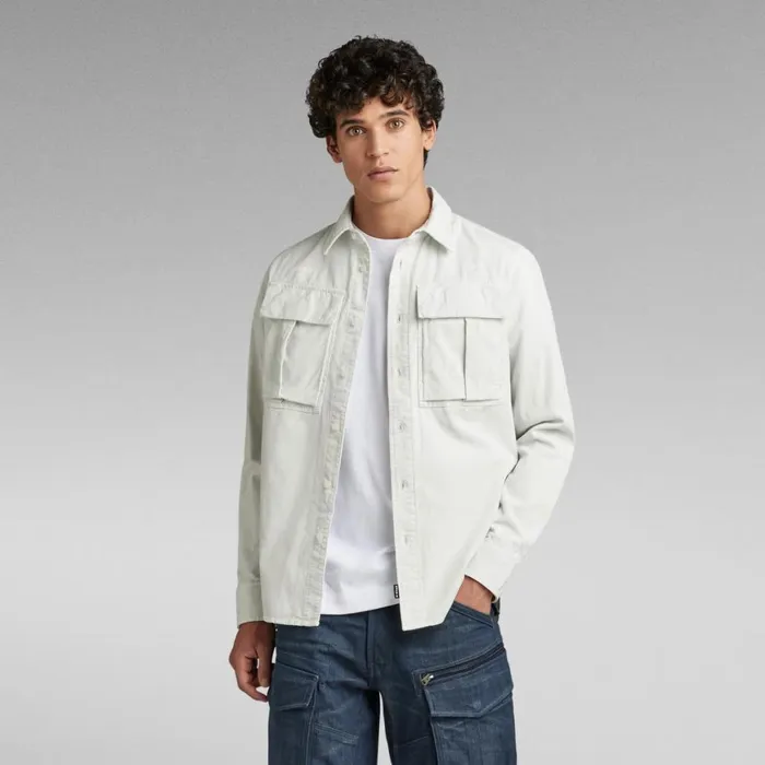 Shirts Men GStar RAW Unisex Submarine Regular Shirt Cool Grey Garment Dyed