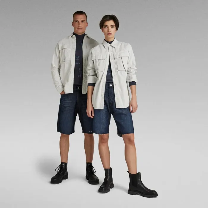 Shirts Men GStar RAW Unisex Submarine Regular Shirt Cool Grey Garment Dyed