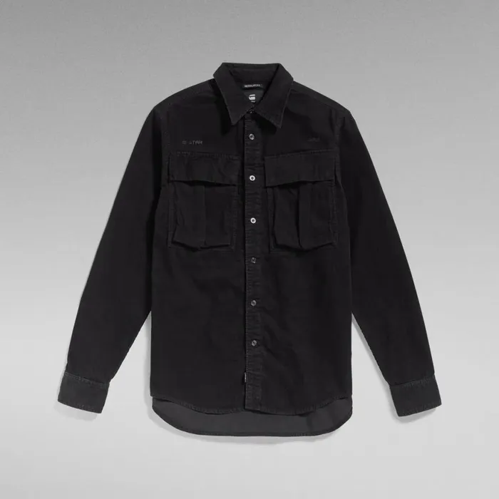 Shirts Men GStar RAW Unisex Submarine Regular Shirt Dark Black Garment Dyed