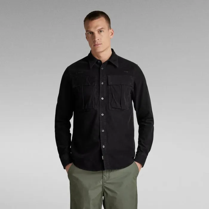 Shirts Men GStar RAW Unisex Submarine Regular Shirt Dark Black Garment Dyed