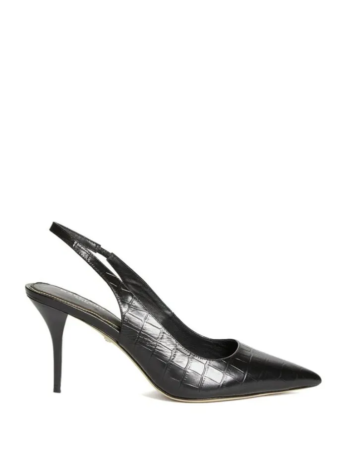 Shoes Women Marciano Juna Crocodile Sling Back Heel Black Shoes Women Marciano Juna Crocodile Sling Back Heel Black