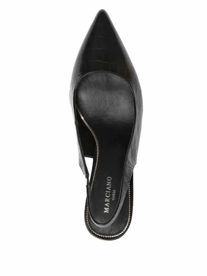 Shoes Women Marciano Juna Crocodile Sling Back Heel Black Shoes Women Marciano Juna Crocodile Sling Back Heel Black