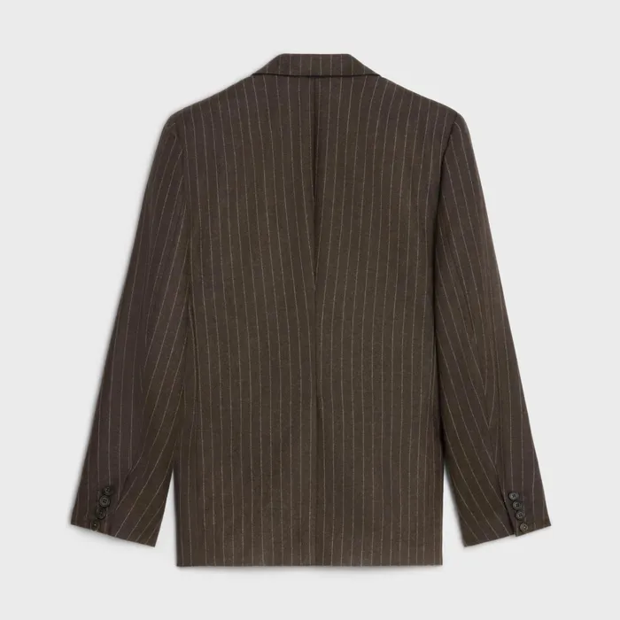 Short Jacket In Striped Flannel Marroncraie Men CELINE JACKETS and TROUSERS