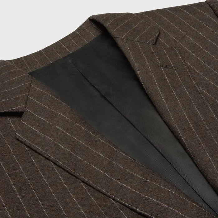 Short Jacket In Striped Flannel Marroncraie Men CELINE JACKETS and TROUSERS
