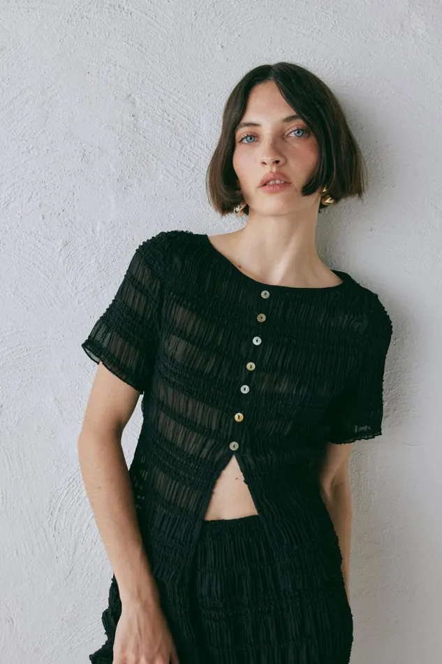 Short Sleeve Women VRG GRL Sofia Top Black Short Sleeve Women VRG GRL Sofia Top Black