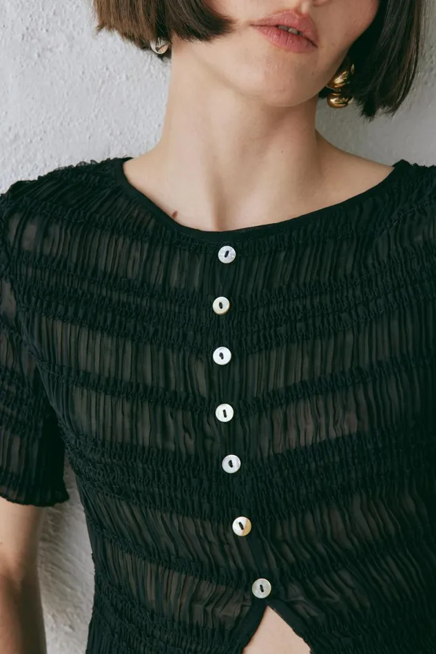 Short Sleeve Women VRG GRL Sofia Top Black Short Sleeve Women VRG GRL Sofia Top Black