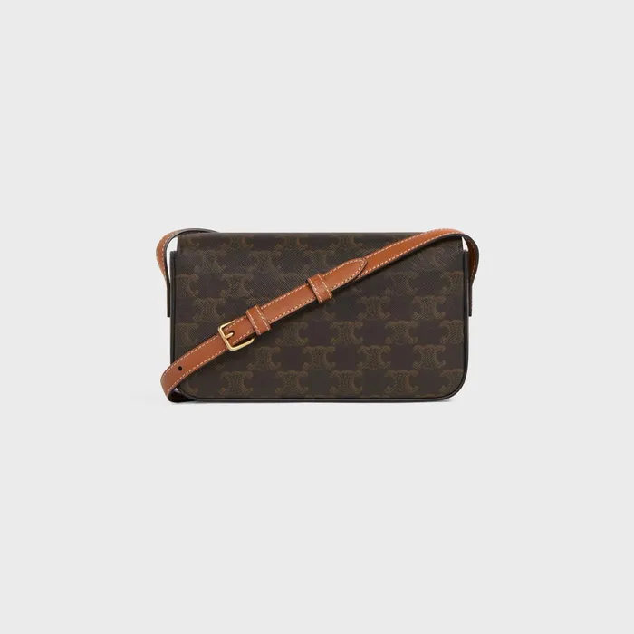 Shoulder Bag Claude In Triomphe Canvas And Calfskin Tan Women CELINE CLAUDE Shoulder Bag Claude In Triomphe Canvas And Calfskin Tan Women CELINE CLAUDE