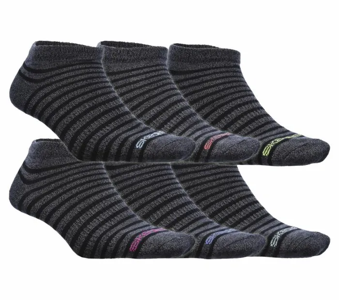 Skechers 6 Pack Low Cut Stripe Socks Gray WomenMen Socks