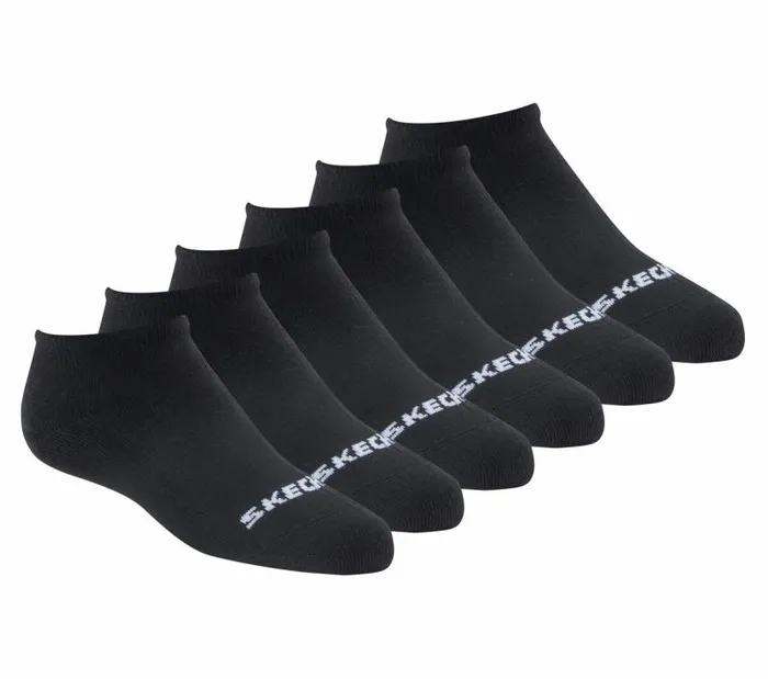 Skechers Cotton NoShow Socks 8211 6 Pack Black WomenMenKids Socks