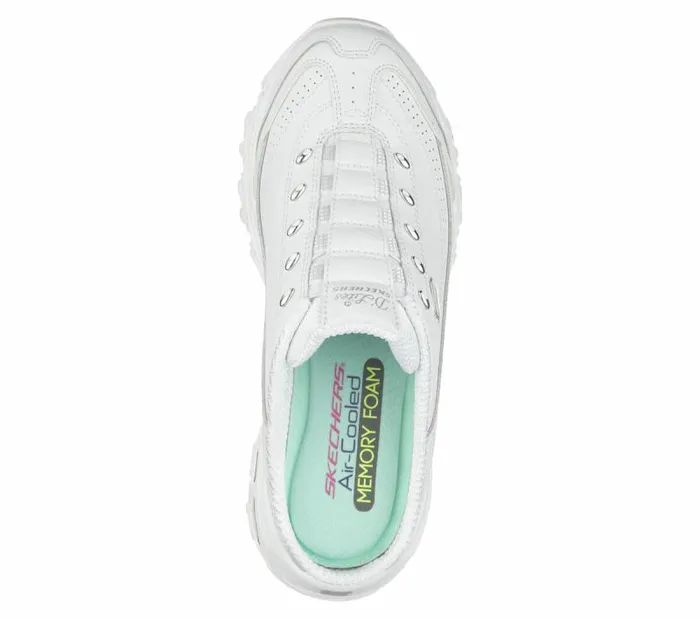 Skechers D039lites 8211 Bright Sky White Silver Women Casual Sneakers