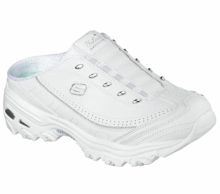 Skechers D039lites 8211 Bright Sky White Silver Women Casual Sneakers