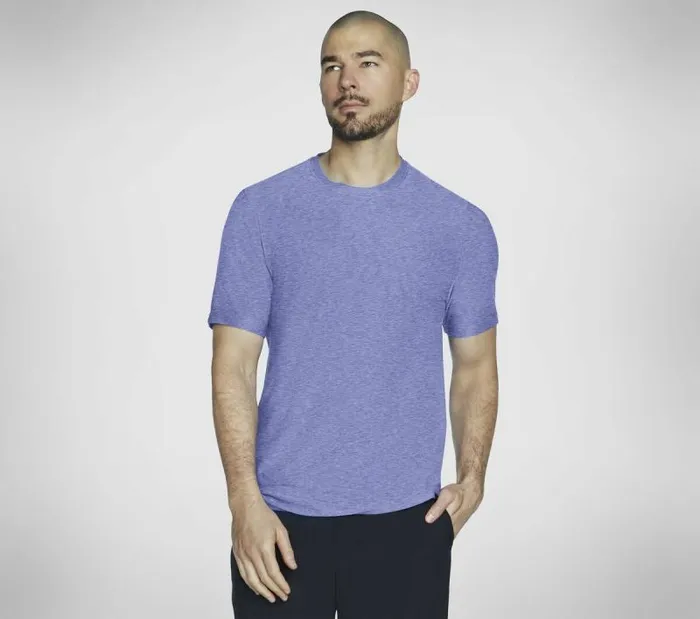 Skechers GO DRI All Day Tee Purple White Hot Pink Men Tops Skechers GO DRI All Day Tee Purple White Hot Pink Men Tops