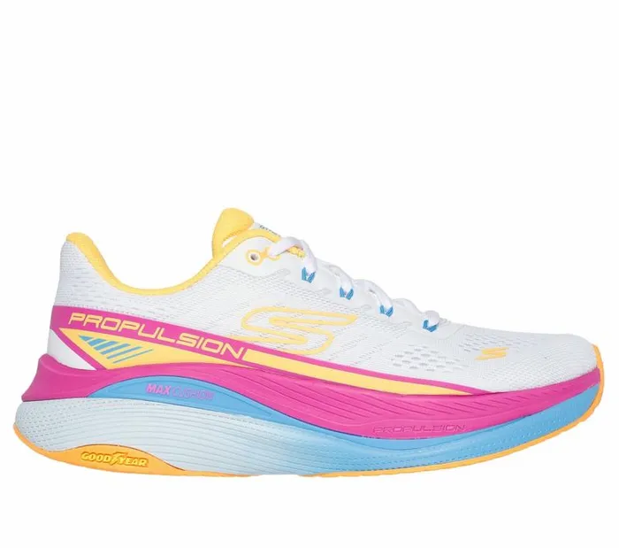 Skechers Max Cushioning Propulsion White Orange Women Athletic Sneakers