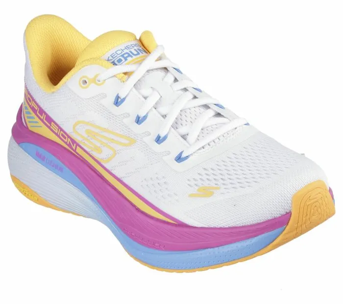 Skechers Max Cushioning Propulsion White Orange Women Athletic Sneakers Skechers Max Cushioning Propulsion White Orange Women Athletic Sneakers