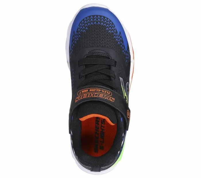 Skechers S Lights FlexGlow Bolt Black Blue Kids Athletic Shoes and Sneakers