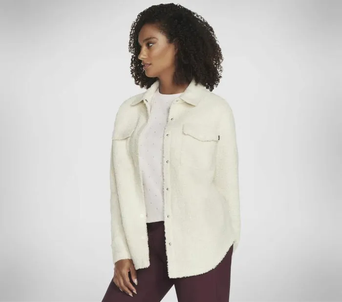 Skechers Sherpa Shacket Cream White Women Tops Skechers Sherpa Shacket Cream White Women Tops