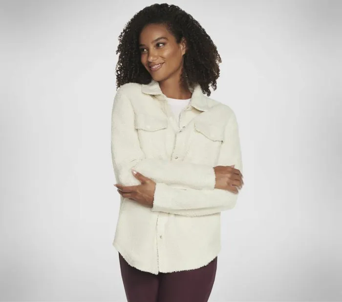 Skechers Sherpa Shacket Cream White Women Tops Skechers Sherpa Shacket Cream White Women Tops