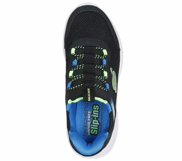 Skechers Skechers Slipins Bounder 8211 BriskBurst Black Lime Kids Athletic Shoes and Sneakers