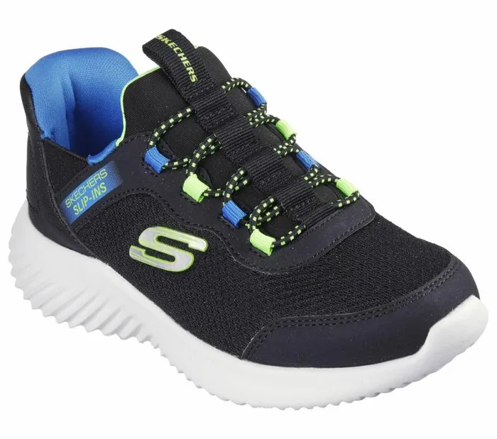 Skechers Skechers Slipins Bounder 8211 BriskBurst Black Lime Kids Athletic Shoes and Sneakers