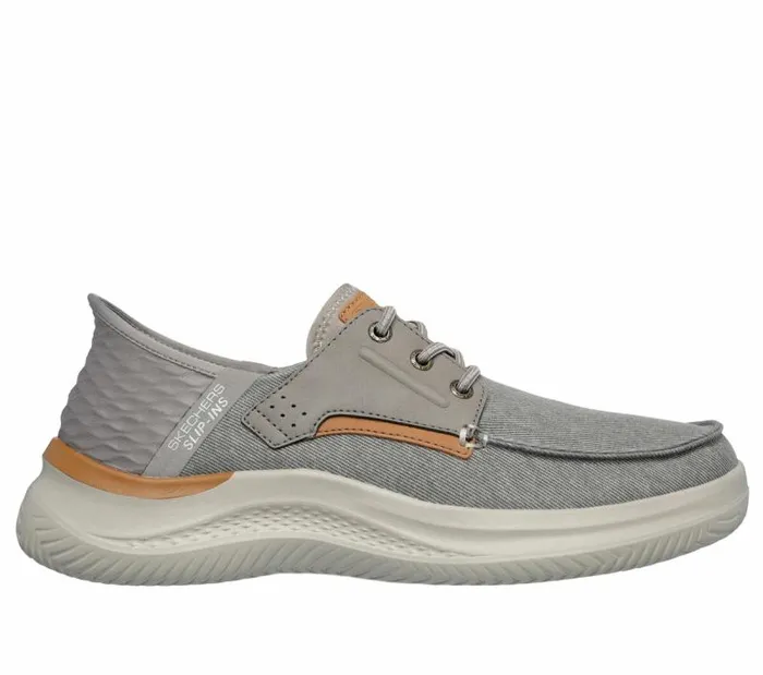 Skechers Skechers Slipins RF Hasting 8211 Niko Taupe Men Canvas Shoes