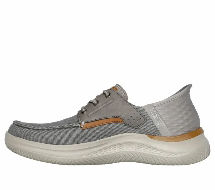 Skechers Skechers Slipins RF Hasting 8211 Niko Taupe Men Canvas Shoes
