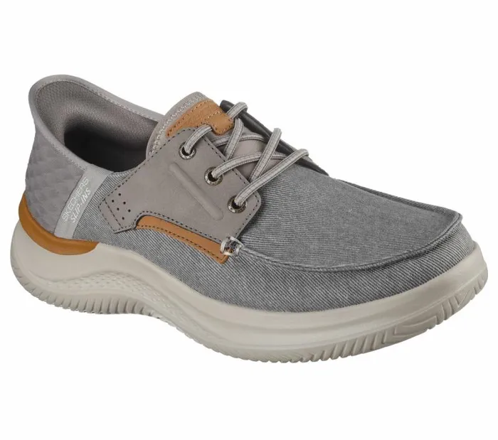 Skechers Skechers Slipins RF Hasting 8211 Niko Taupe Men Canvas Shoes