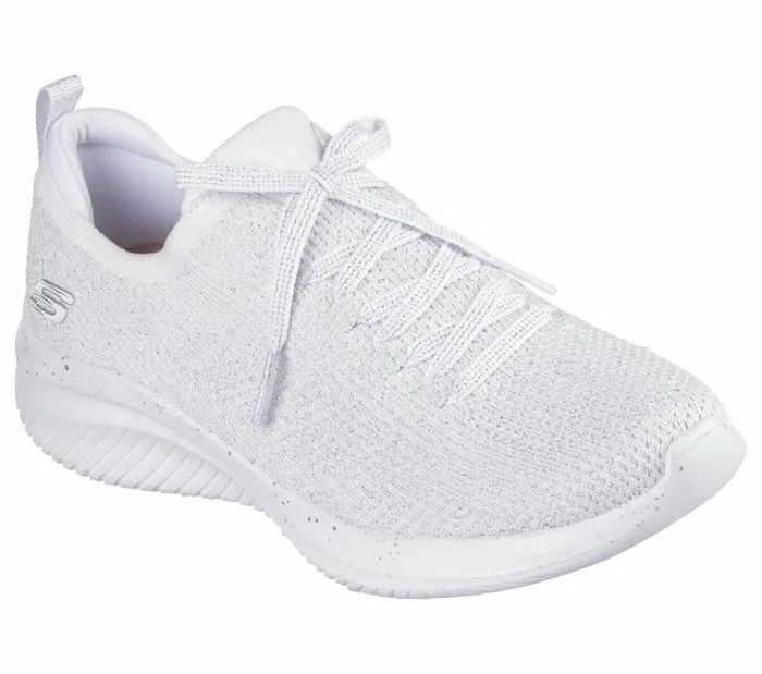 Skechers Ultra Flex 30 8211 Elegant Night White Silver Women Athletic Sneakers