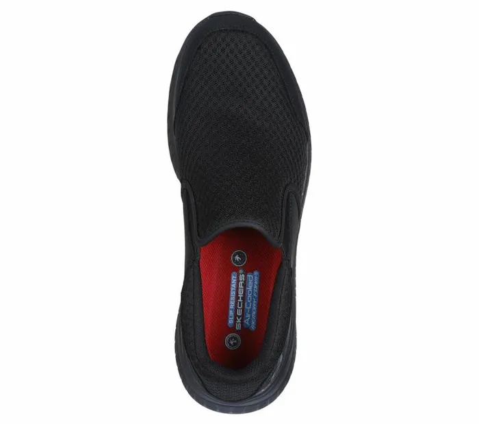 Skechers Work Relaxed Fit Squad Chaos SR 8211 Urgran Black Men SlipOns Skechers Work Relaxed Fit Squad Chaos SR 8211 Urgran Black Men SlipOns