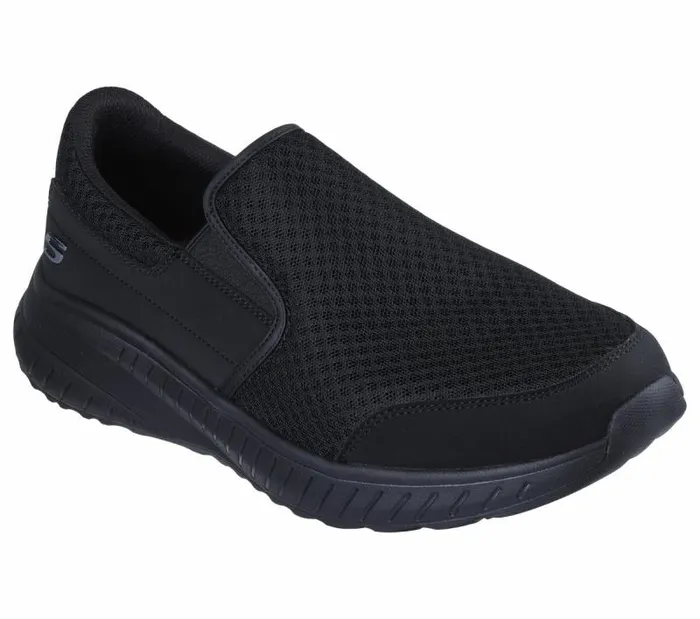 Skechers Work Relaxed Fit Squad Chaos SR 8211 Urgran Black Men SlipOns Skechers Work Relaxed Fit Squad Chaos SR 8211 Urgran Black Men SlipOns