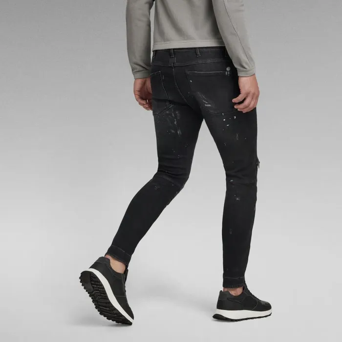 Skinny Men GStar RAW 5620 3D Zip Knee Skinny Jeans Faded Grey Painted Destroyed