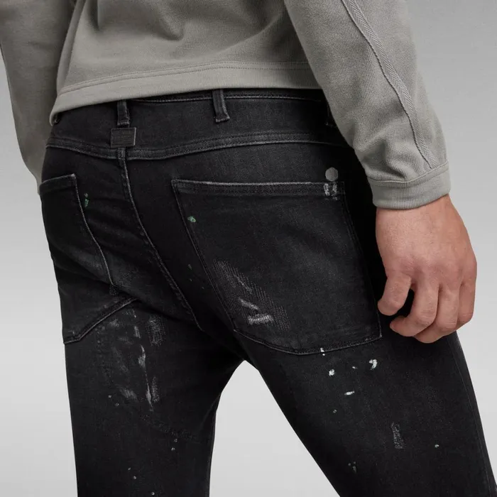 Skinny Men GStar RAW 5620 3D Zip Knee Skinny Jeans Faded Grey Painted Destroyed