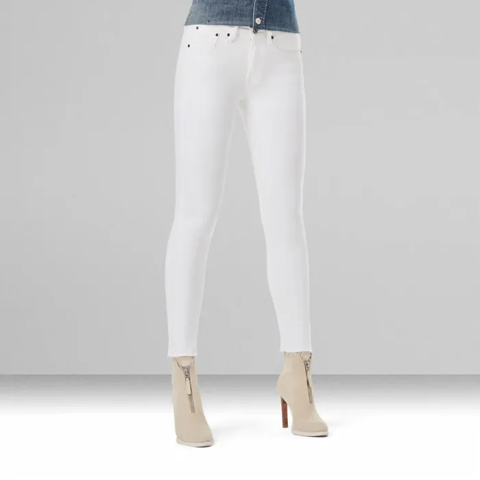Skinny Women GStar RAW 3301 Mid Skinny Ripped Edge Ankle Jeans White
