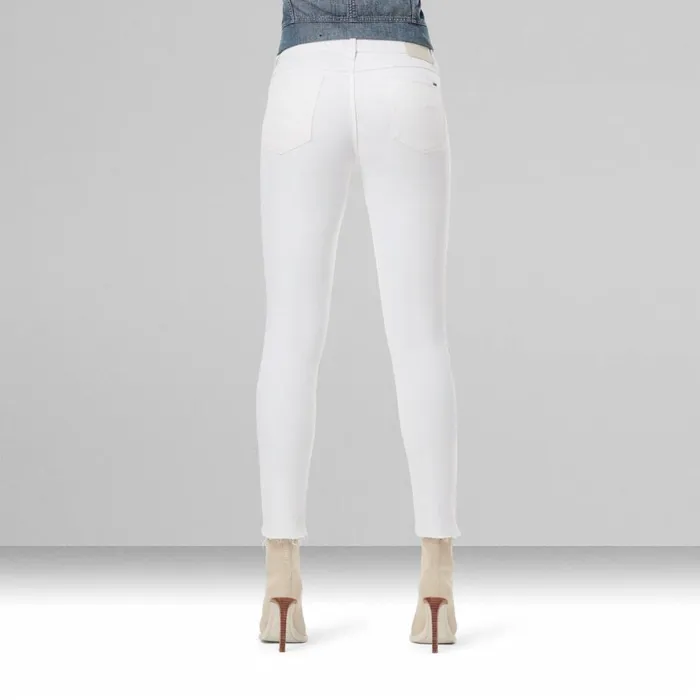 Skinny Women GStar RAW 3301 Mid Skinny Ripped Edge Ankle Jeans White