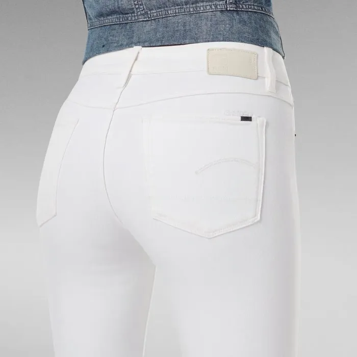 Skinny Women GStar RAW 3301 Mid Skinny Ripped Edge Ankle Jeans White