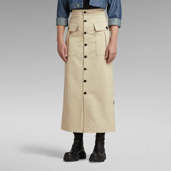 Skirts Women GStar RAW Button Down Long Pocket Maxi Skirt Westpoint Khaki