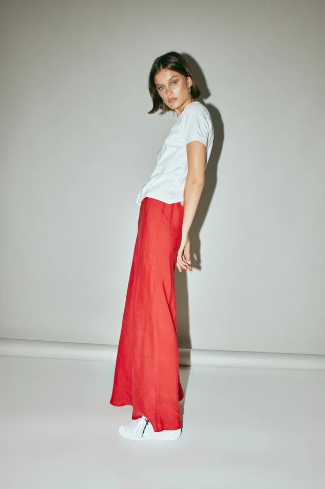 Skirts Women VRG GRL Ena Linen Bias Cut Maxi Skirt Chilli Skirts Women VRG GRL Ena Linen Bias Cut Maxi Skirt Chilli
